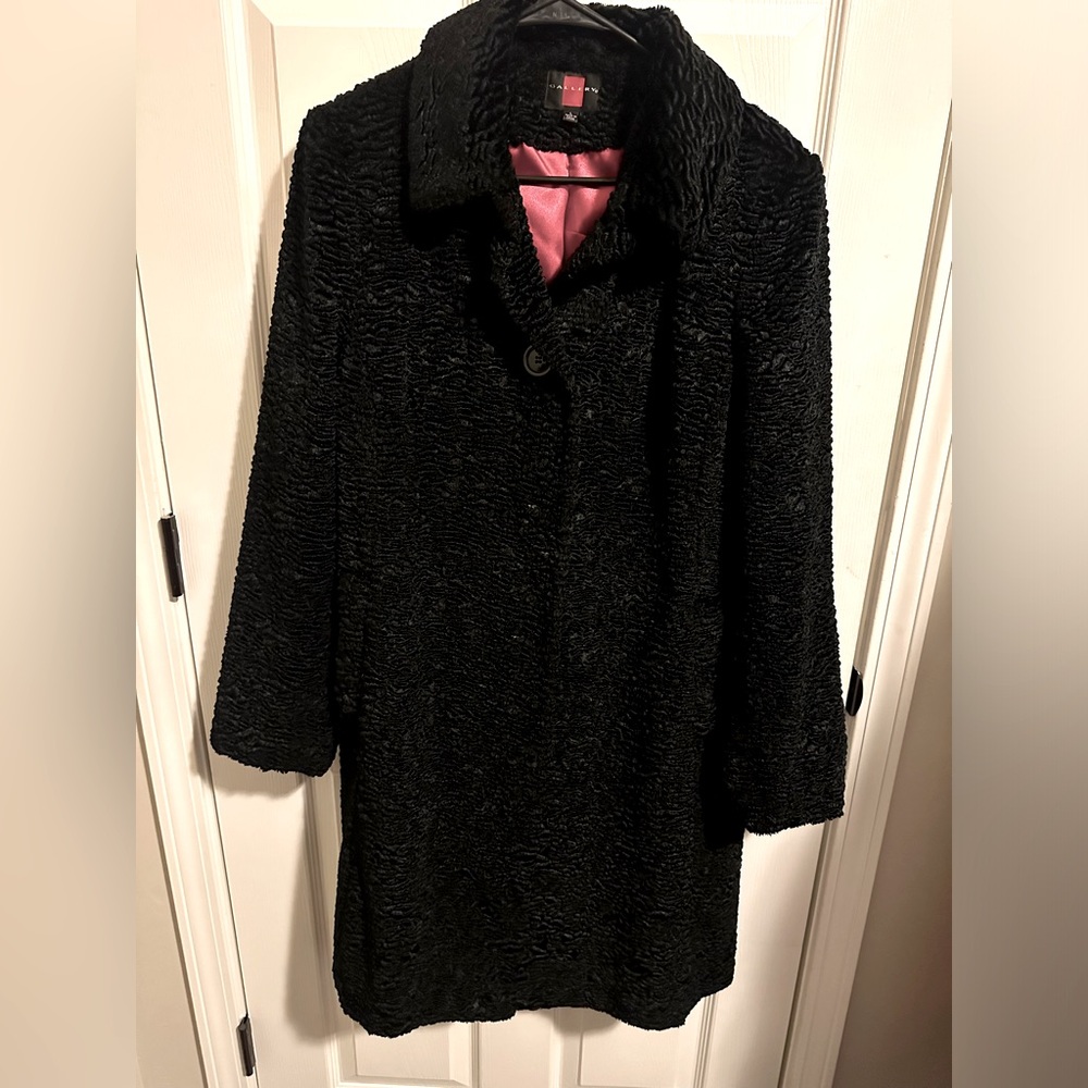 Gallery Elegant Black Faux Lamb Women's Coat